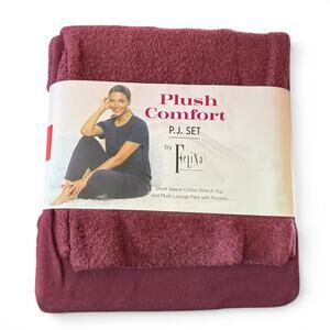 Felina Maroon Red 2 Piece Plush Comfort Pajama Set Medium